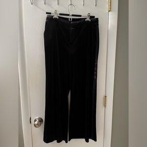 Wide leg velvet trousers, tuxedo style